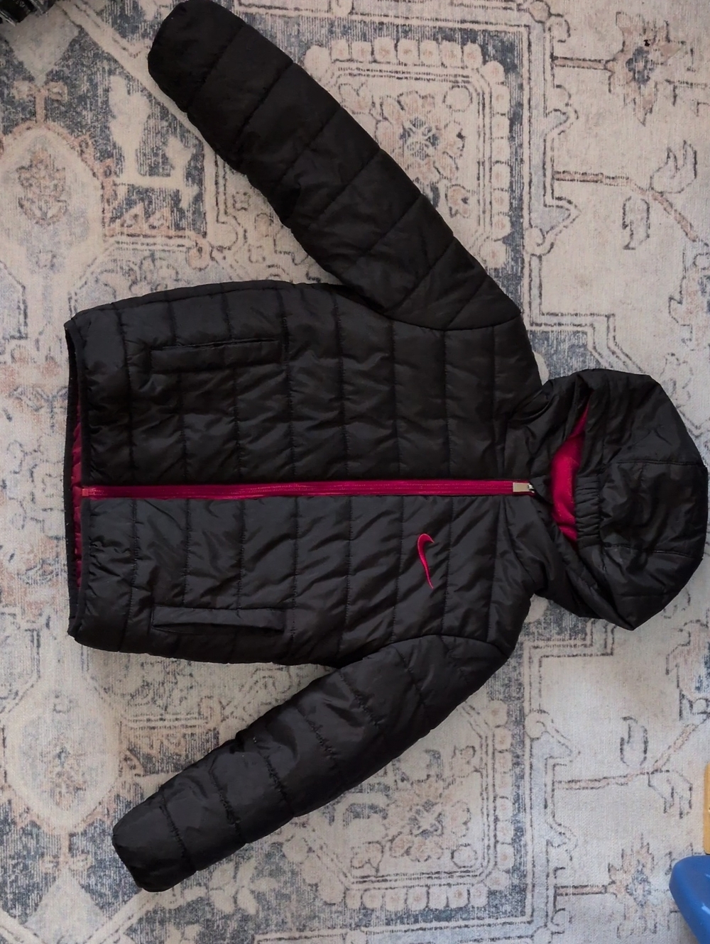 Nike Kids Black Puffer Jacket with Pink Accents